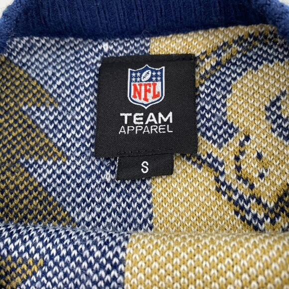Los Angeles LA Rams NFL Sz S Mens Holiday X-Mas Sweater Graphic Print Blue Gold - Picture 3 of 9